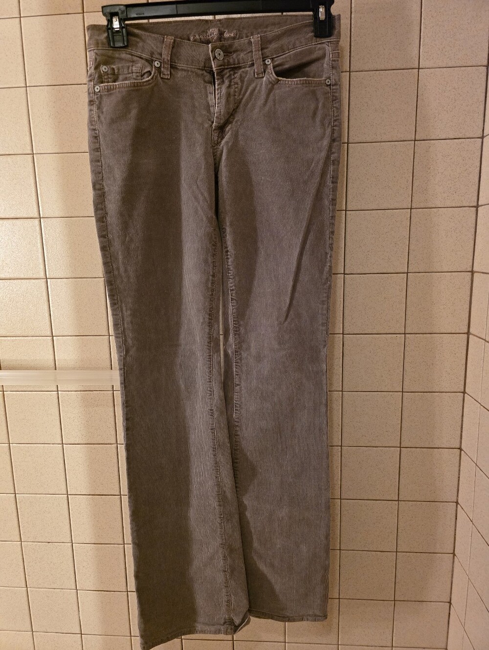 Seven For All Mankind Grey Straight-Leg Corduroy Pants